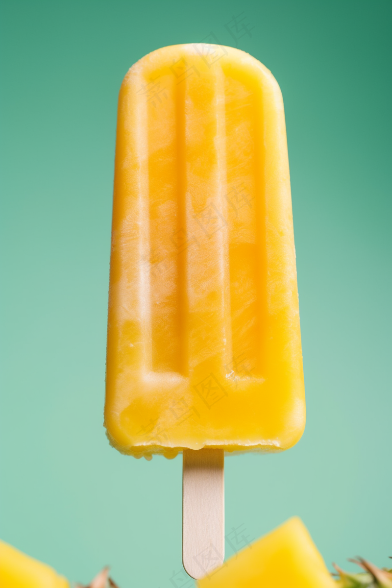 黄色棒冰菠萝味夏日清凉摄影图