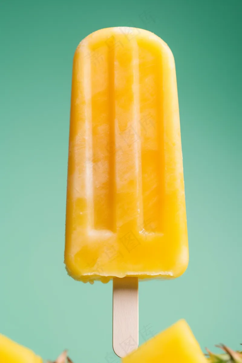 黄色棒冰菠萝味夏日清凉摄影图(2688x4032)