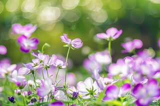 紫色小花朵花丛春天摄影图