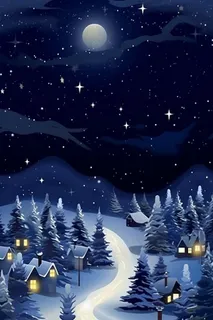 雪景夜晚圣诞平安夜背景