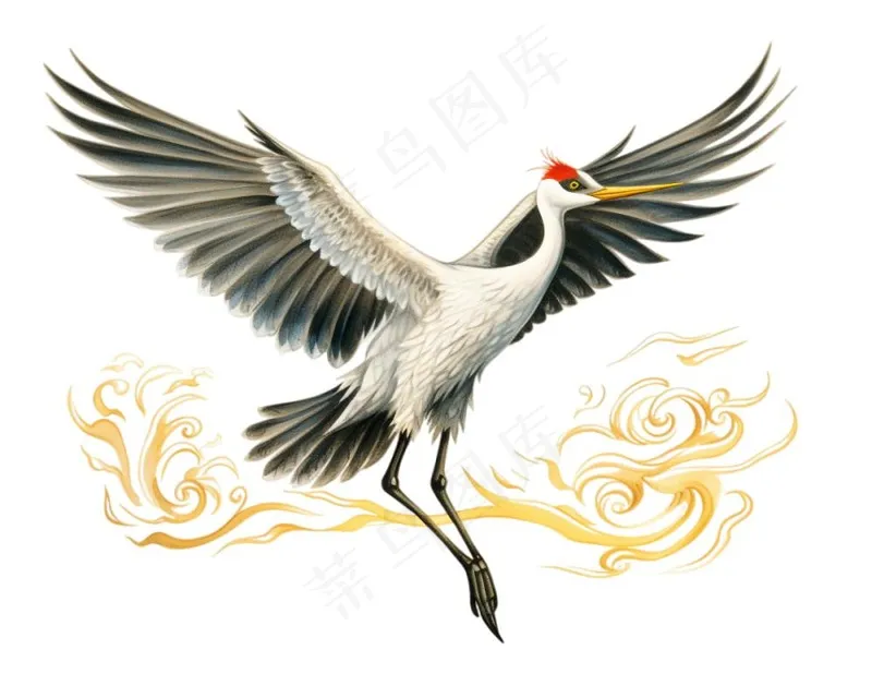 仙鹤国风插画免抠(1200x960)