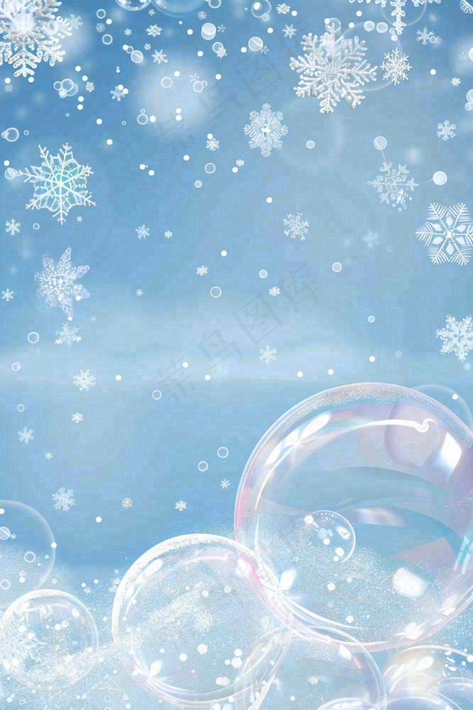 冬天雪花白雪气泡立冬小雪大雪冬至插画背景(896x1344)
