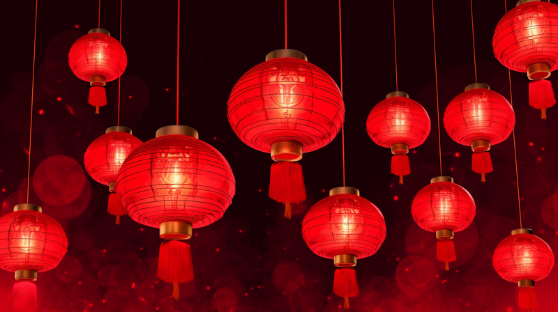 中式红灯笼黑暗背景摄影图(4368x2448)