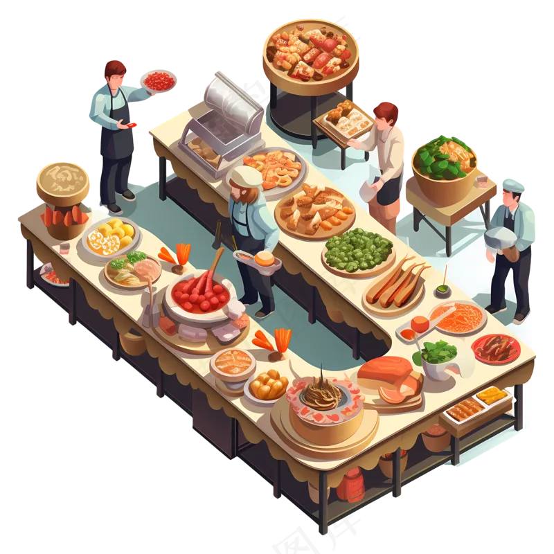 免抠餐厅卡通人物