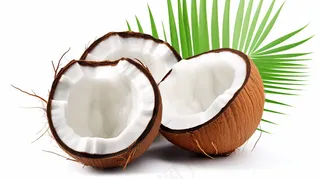 新鲜椰子裂开的椰子椰果摄影图