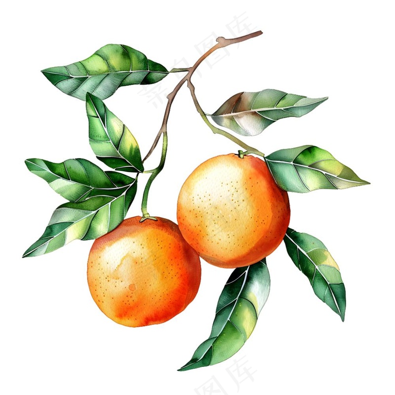 橘子砂糖橘手绘插画插图免抠(1900x1900)