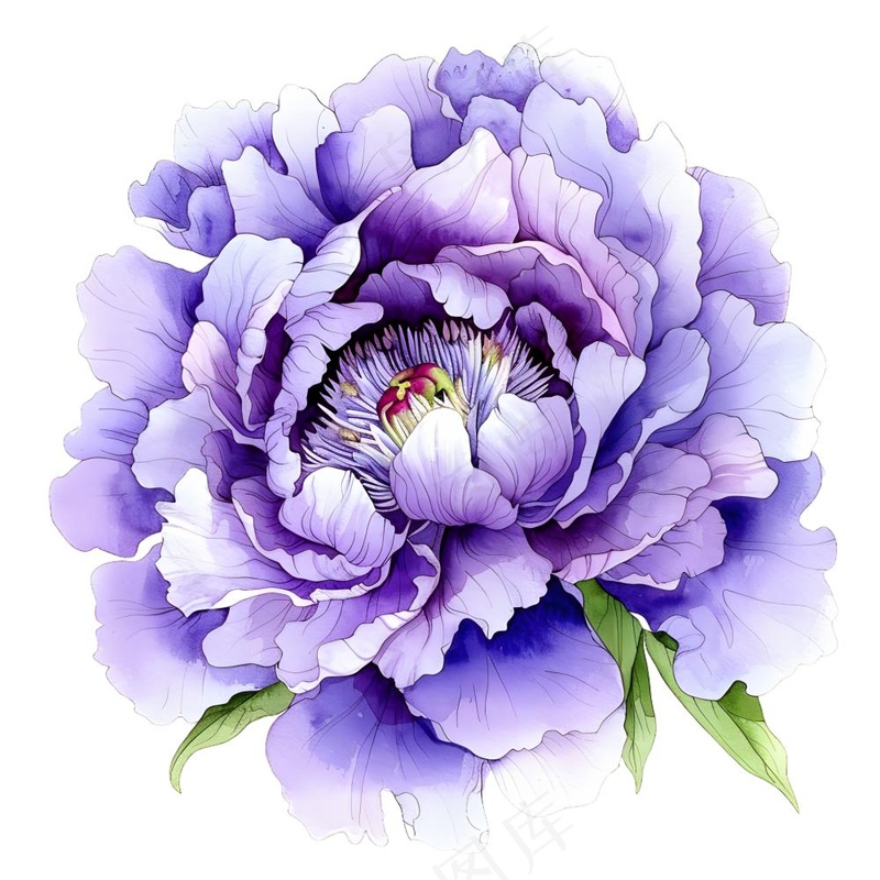 紫色牡丹花国花手绘插画插图免抠(1900x1900)