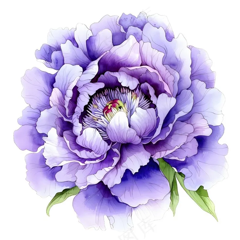 紫色牡丹花国花手绘插画插图免抠(1900x1900)