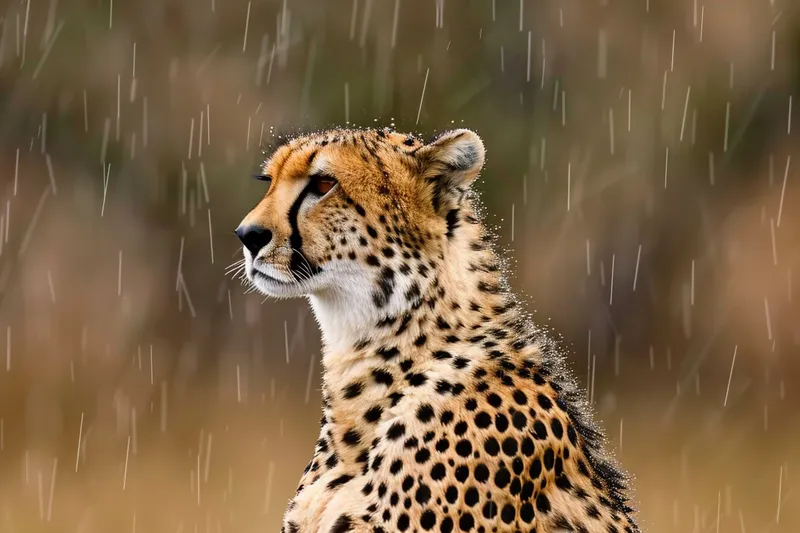 雨中的猎豹保护动物摄影图(4032x2688)