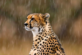 雨中的猎豹保护动物摄影图