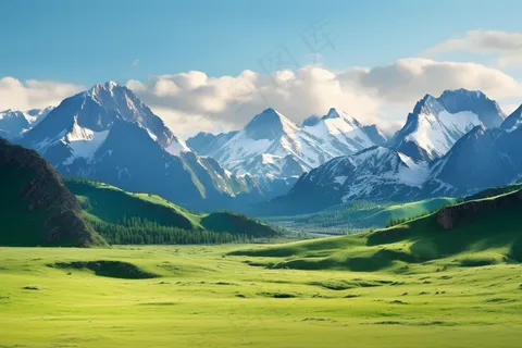 新疆春天草原风光大自然风景摄影图