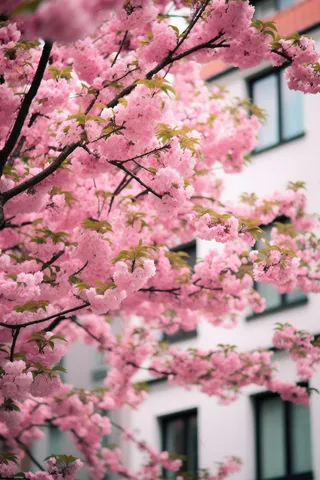 春天粉色樱花桃花海棠花摄影图