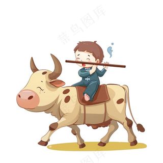 牧童人清明春分插画免抠