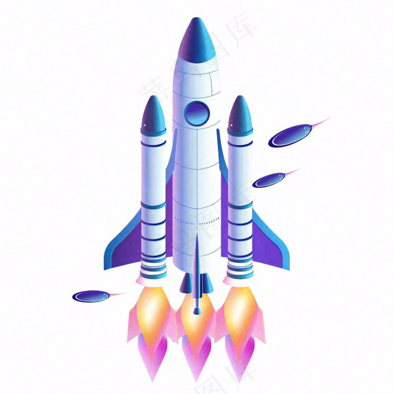 火箭太空航空卡通插画免抠(1024x1024)