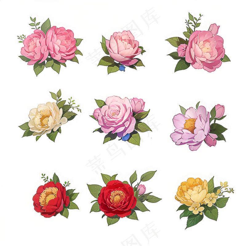 红色黄色粉色玫瑰花免抠素材27