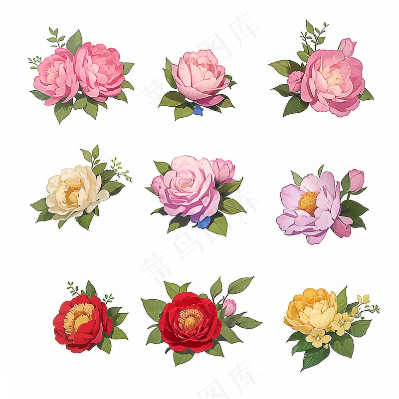 红色黄色粉色玫瑰花免抠素材27