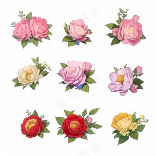 红色黄色粉色玫瑰花免抠素材27