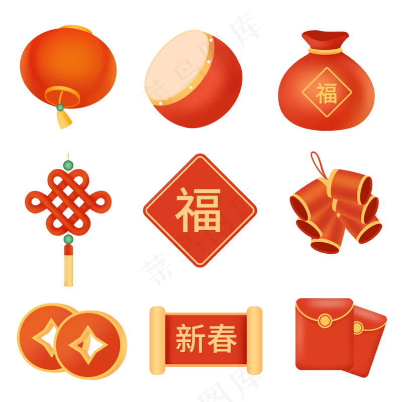 玻璃贴的中国元素 中国结 福袋 
