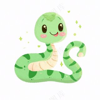 蛇青蛇十二生肖动物卡通插画免抠
