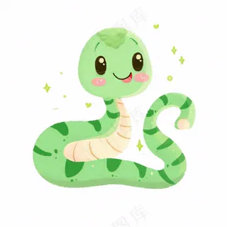 蛇青蛇十二生肖动物卡通插画免抠