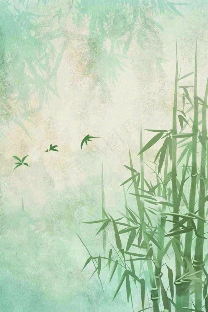 水彩竹林水墨竹子清明端午夏天插画背景(896x1344)