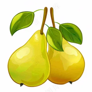 梨啤梨水果卡通插画免抠