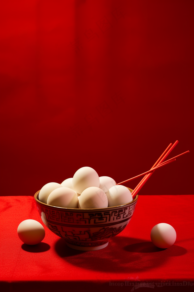 元宵生汤圆美食红色背景摄影图(2688x4032)