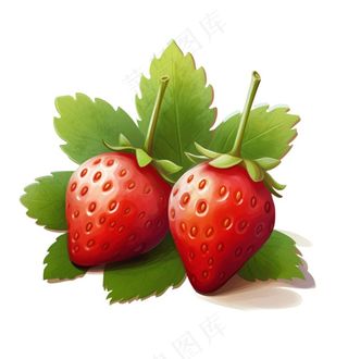 美味草莓可口卡通插画免抠