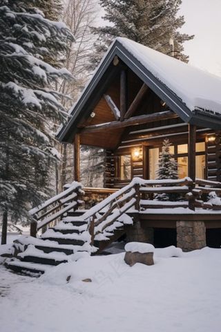 冬季简约雪景雪屋背景