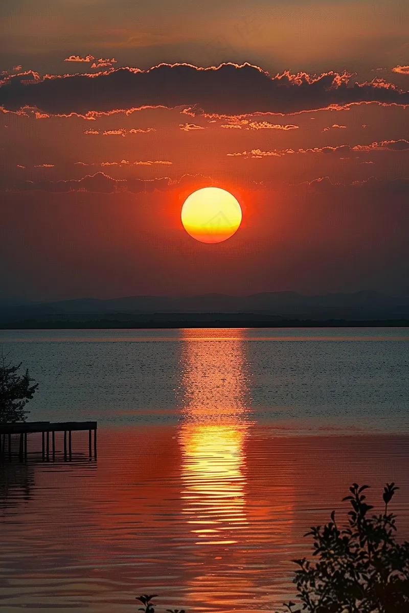 夏日落日海报沙滩晚霞摄影图(2688x4032)