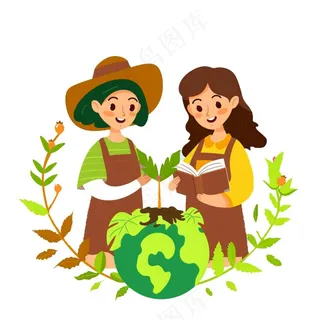 世界地球保护环境绿色卡通插画免抠
