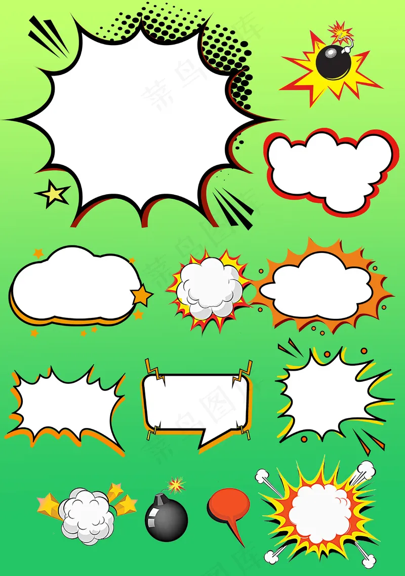 可爱爆炸对话框卡通空白框合集psd模版下载