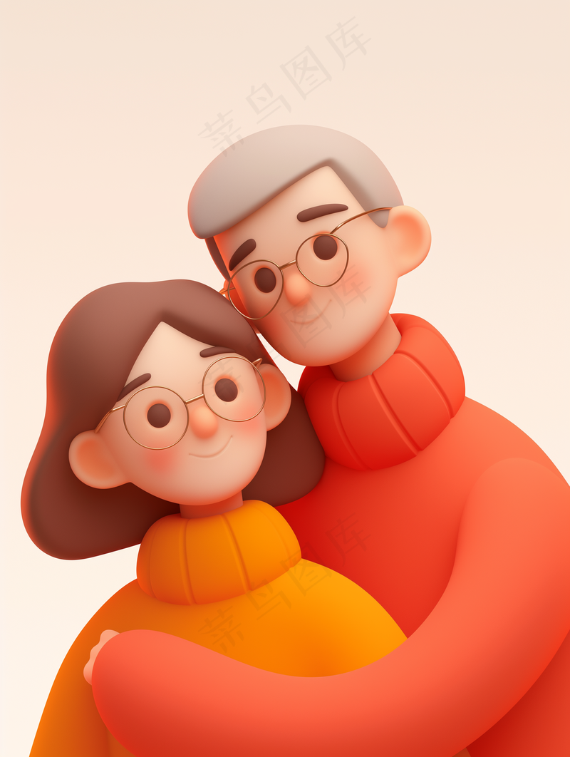 中老年夫妻3D元素插图
