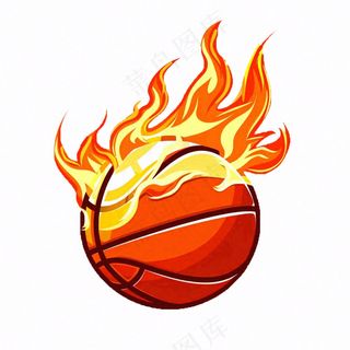 热火篮球器材火焰运动卡通插画免抠