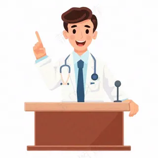 医生讲座讲话医疗人物卡通插画免抠