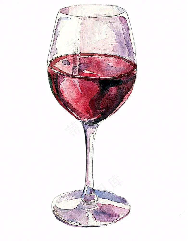 红酒杯高脚杯水彩画插画免抠(976x1248)