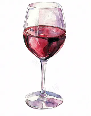 红酒杯高脚杯水彩画插画免抠