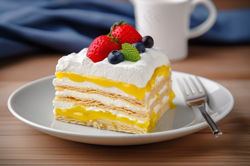 水果蛋糕切块下午茶甜点摄影图