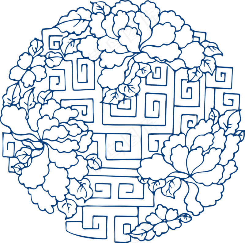 古代青花瓷图案花纹中国风图案祥云纹理传统图腾矢量AI设计免扣素材