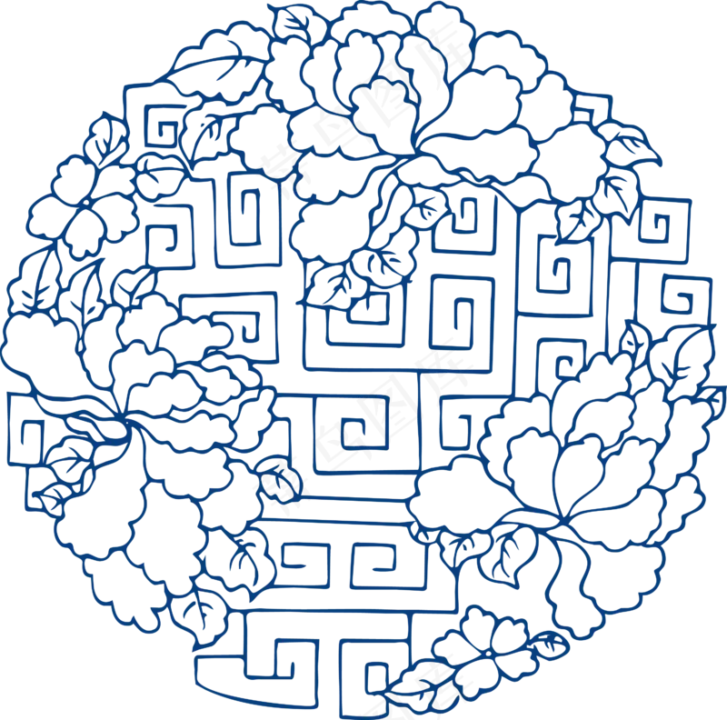 古代青花瓷图案花纹中国风图案祥云纹理传统图腾矢量AI设计免扣素材