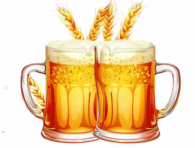 小麦啤酒饮料卡通插画免抠