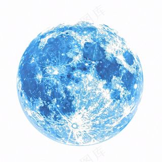 月球月亮蓝色天气卡通插画免抠