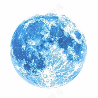 月球月亮蓝色天气卡通插画免抠