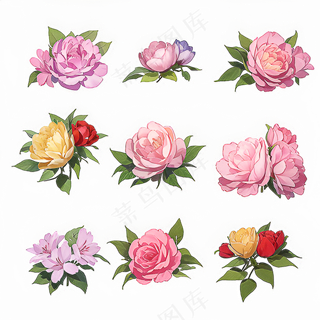 红色黄色粉色玫瑰花免抠素材49