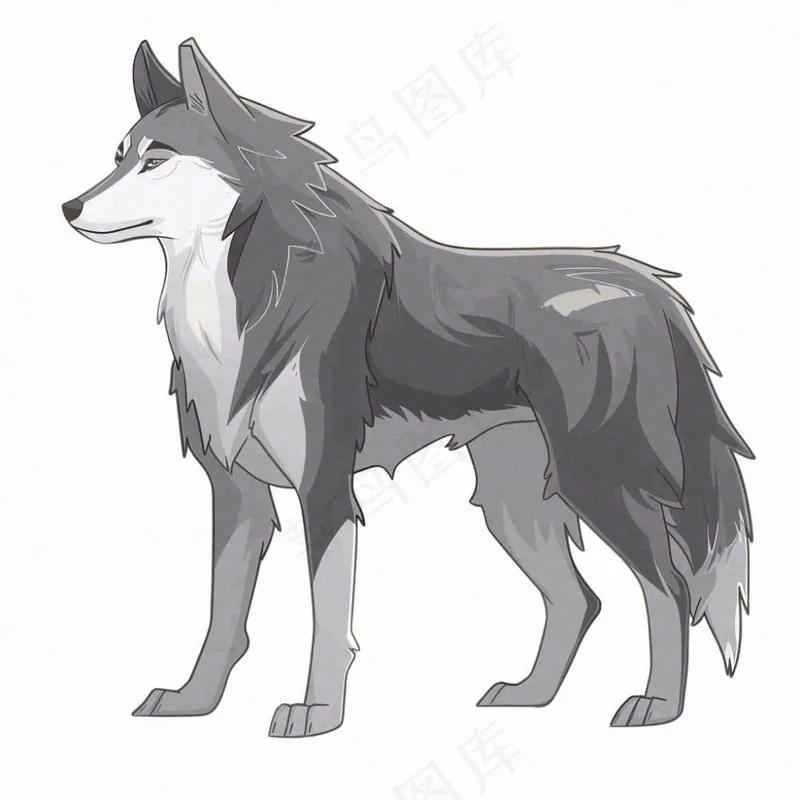 狼灰狼动物卡通插画免抠(1024x1024)
