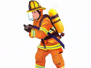 消防员灭火卡通插画免抠