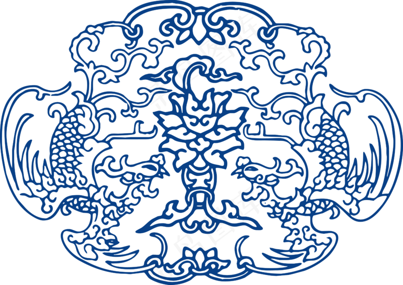 古代青花瓷图案花纹中国风图案祥云纹理传统图腾PNG免扣素材