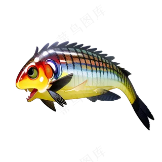 黄色卡通手绘鱼免抠素材55