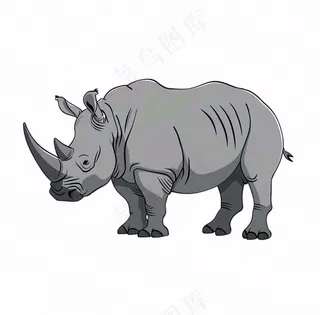 大犀牛动物卡通插画免抠
