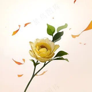 白色黄色手绘新中式风格花植物83 白色黄色手绘新中式风格花植物83